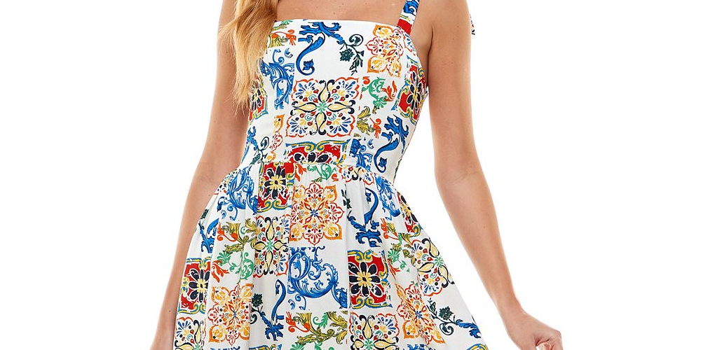 Vestido infantil City Studios com amarração nos ombros e ajuste evasê, marrom, tamanho 13