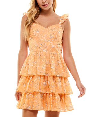 Vestido infantil com babados e alças, laranja, tamanho grande, da City Studios