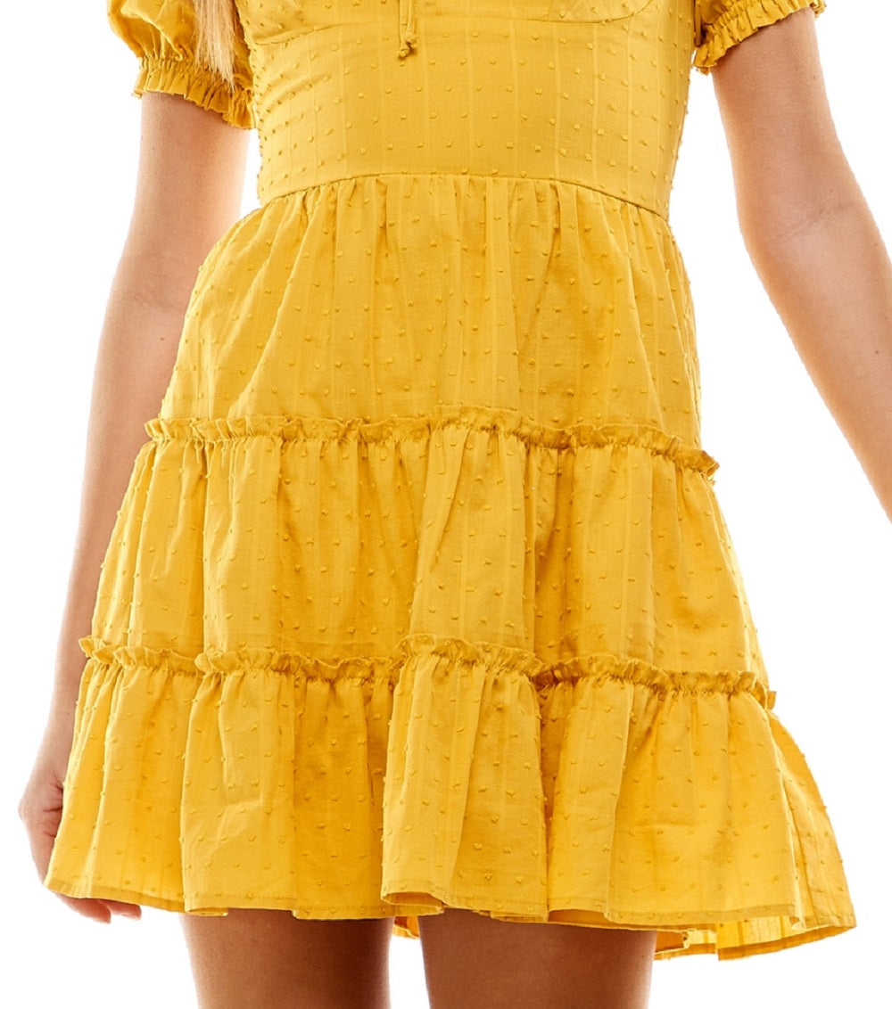 Vestido infantil com listras e bolinhas da City Studios, amarelo, tamanho 5
