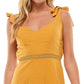 Vestido infantil City Studios com alças finas e laço, tamanho médio, amarelo