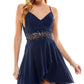 Vestido infantil City Studios com decote em V e cintura bordada, azul, tamanho 3
