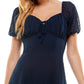 Vestido infantil City Studios Swiss Dot com decote em V e gola alta, azul, tamanho 15