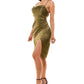 Vestido City Studios Junior com decote canoa e pregas, verde, tamanho 13