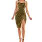 Vestido City Studios Junior com decote canoa e pregas, verde, tamanho 13