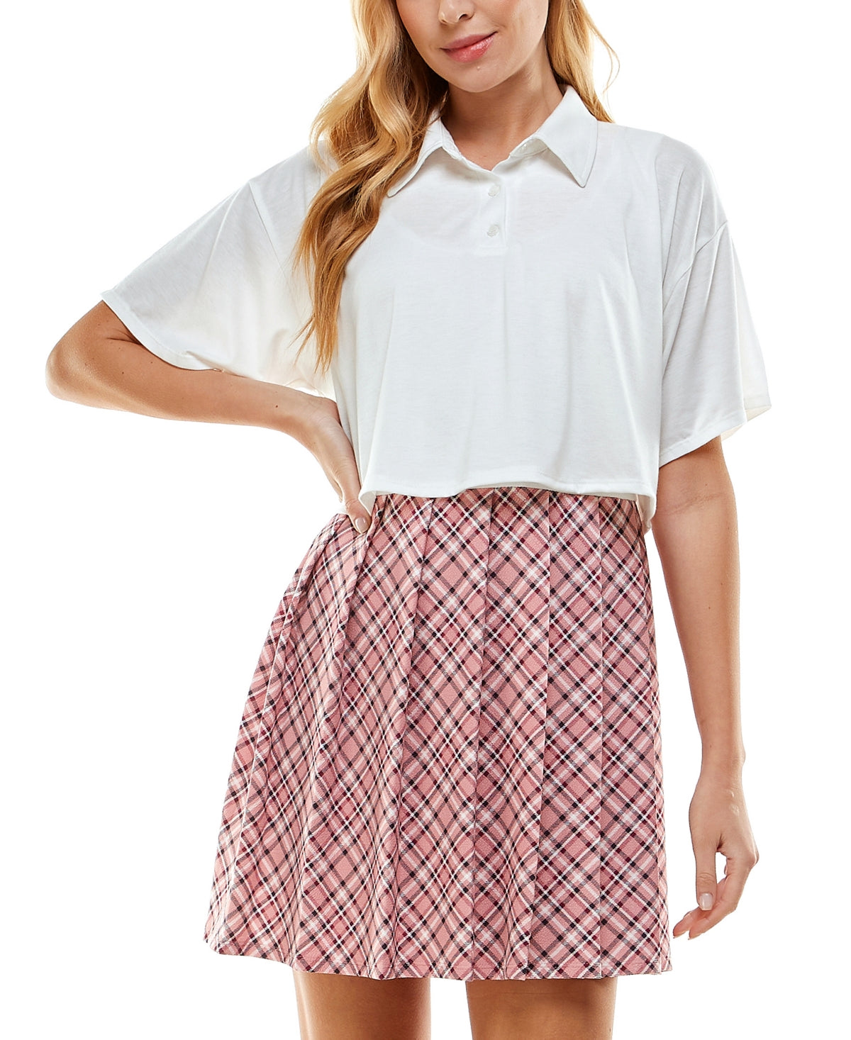 Vestido Kingston Junior com saia estampada de duas peças, rosa, tamanho XX-G