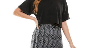Vestido Kingston Grey Junior com saia estampada de duas peças, cinza, tamanho XX-S