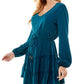 Vestido infantil City Studios com bainha em camadas e cordão na cintura, azul, tamanho M
