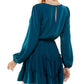 Vestido infantil City Studios com bainha em camadas e cordão na cintura, azul, tamanho M