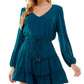 Vestido infantil City Studios com bainha em camadas e cordão na cintura, azul, tamanho M