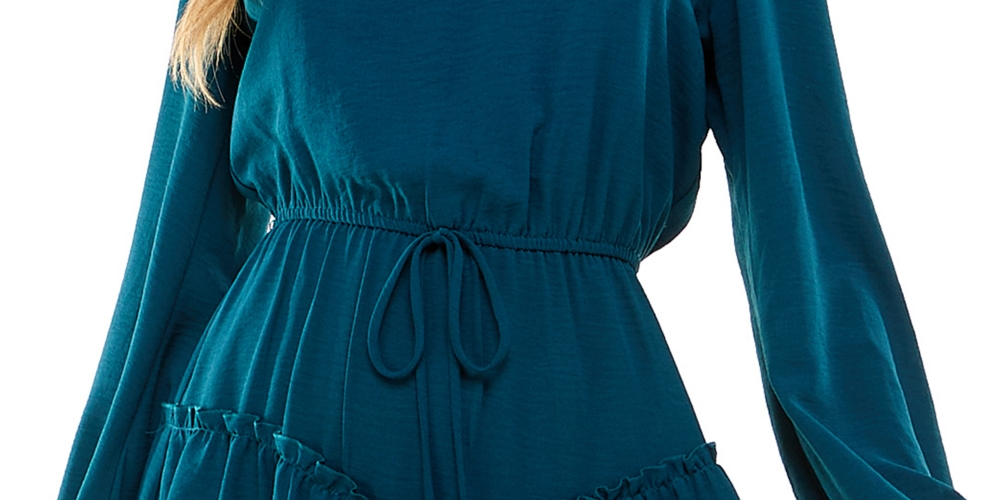 Vestido infantil City Studios com bainha em camadas e cordão na cintura, azul, tamanho M