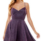 Vestido City Studios Junior com amarração nas costas e ajuste evasê, roxo, tamanho 0