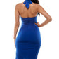 Vestido midi franzido City Studios Junior's Halter Azul Tamanho Médio