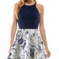 Vestido infantil City Studios com 2 peças, blusa com cadarço e saia estampada, azul, tamanho 7