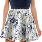 Vestido infantil City Studios com 2 peças, blusa com cadarço e saia estampada, azul, tamanho 7