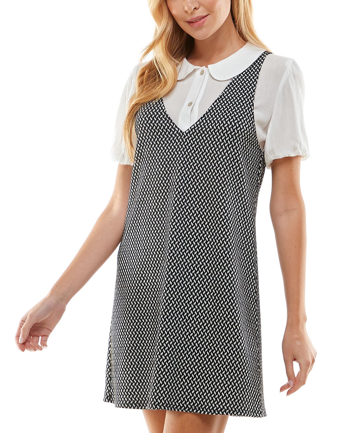 Vestido estampado Kingston Junior 2 peças, branco, tamanho médio