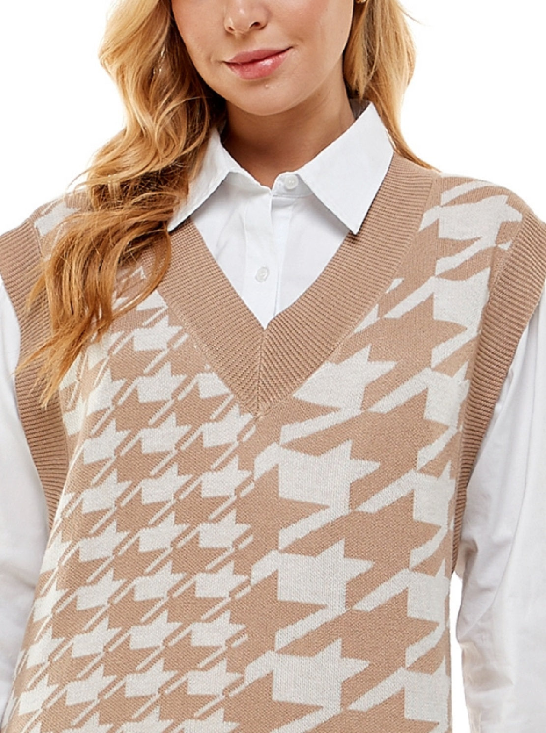 Vestido-camisa estampado Kingston Junior's, 2 peças, gola V, marrom, tamanho pequeno