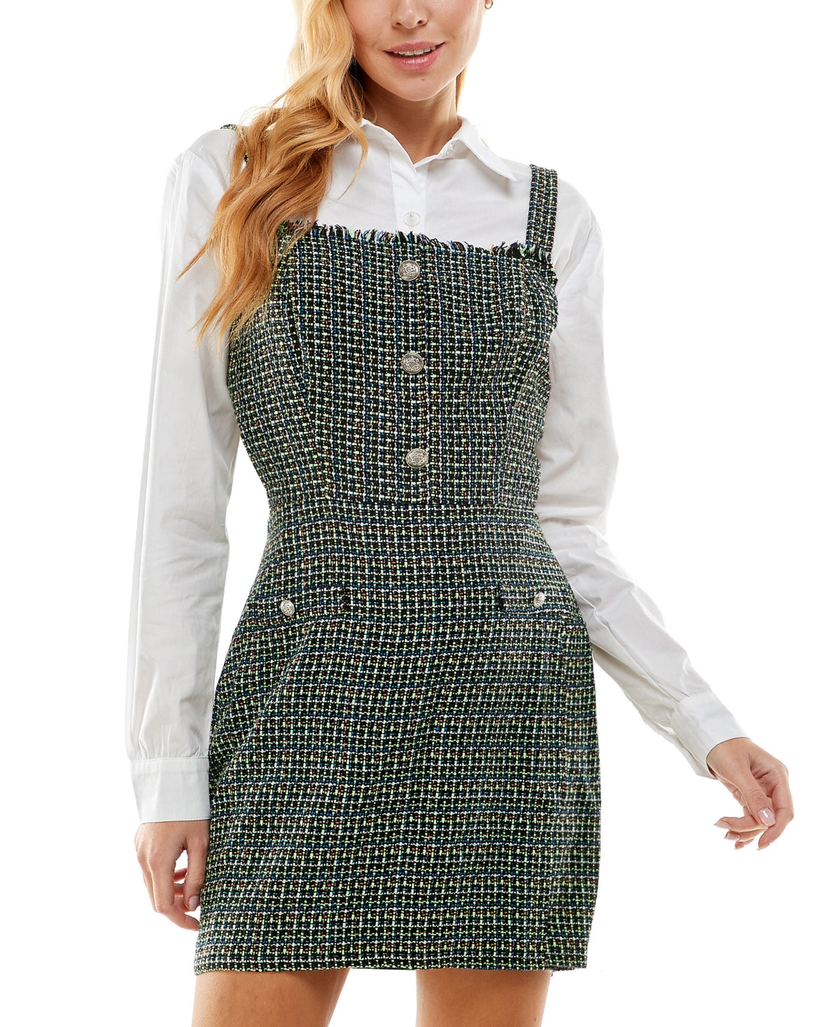 Vestido tubinho estampado Kingston Junior, 2 peças, preto, tamanho médio