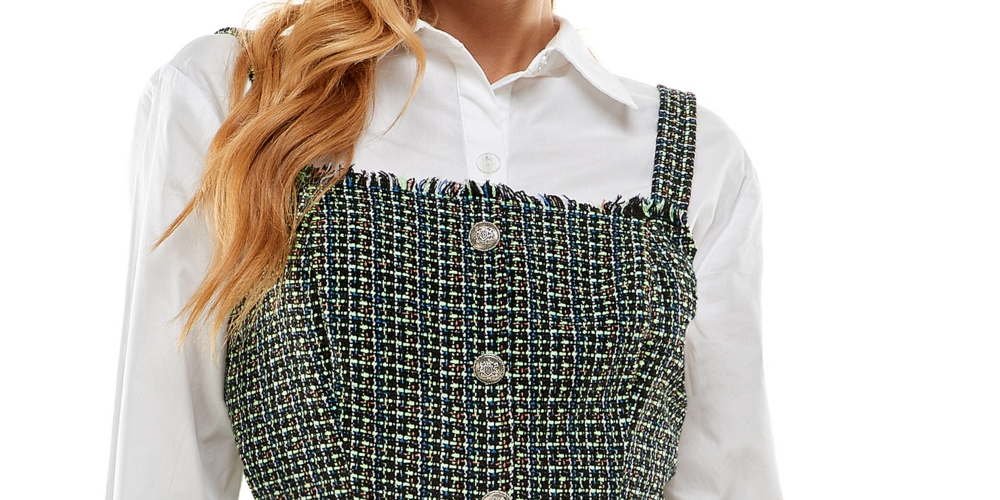 Vestido tubinho estampado Kingston Junior, 2 peças, preto, tamanho médio