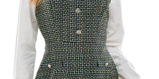 Vestido tubinho estampado Kingston Junior, 2 peças, preto, tamanho médio
