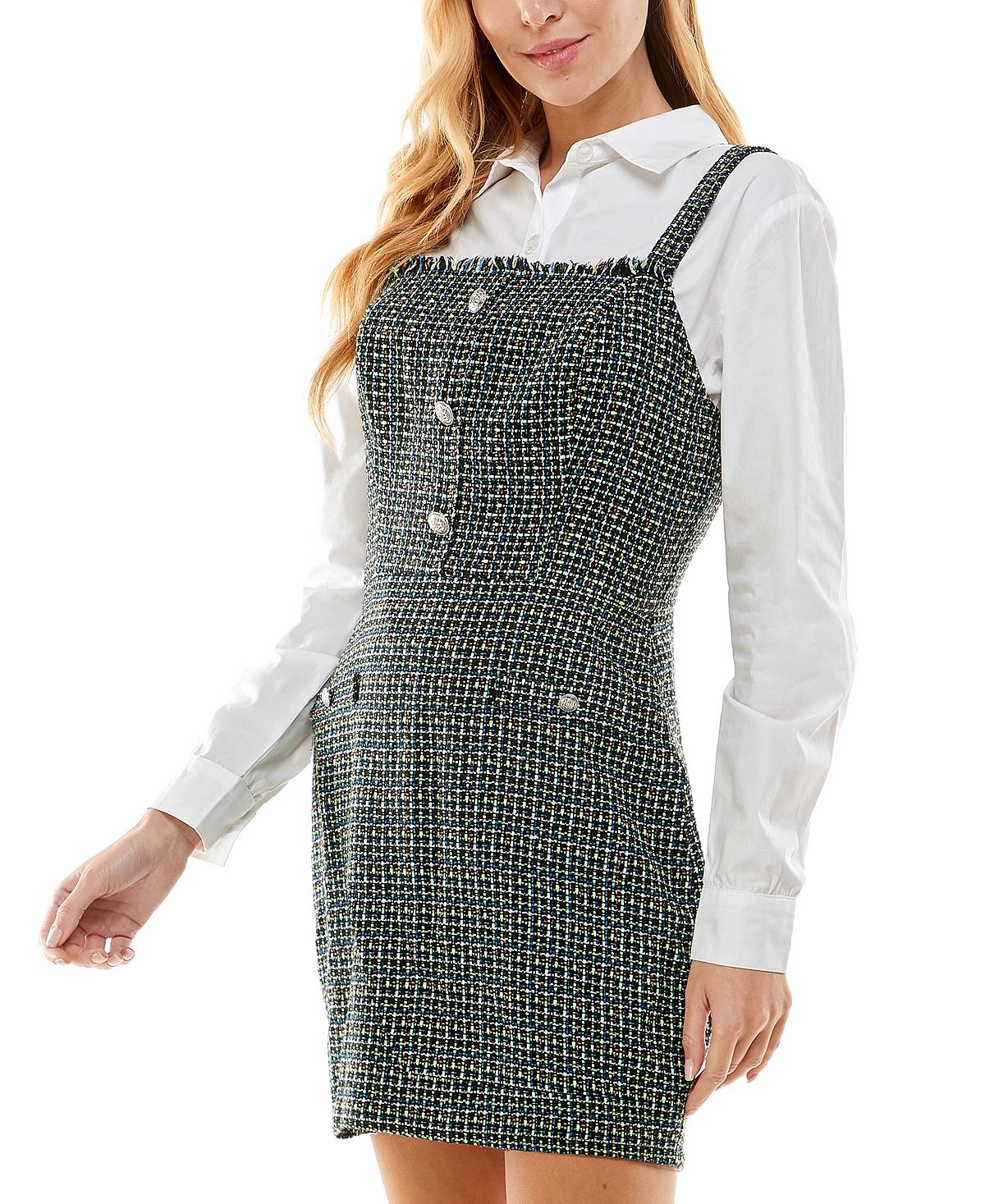 Vestido tubinho estampado feminino Kingston, 2 peças, preto, tamanho grande