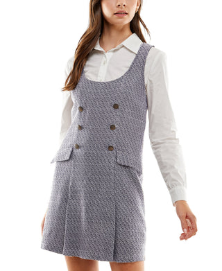 Conjunto de vestido bouclé com gola contrastante Kingston Junior, branco, tamanho X-S