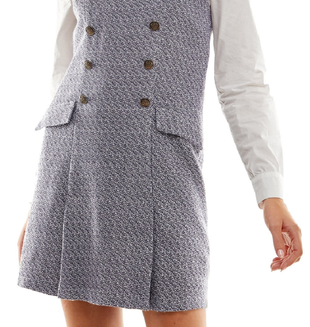 Conjunto de vestido bouclé com gola contrastante Kingston Junior, branco, tamanho X-S