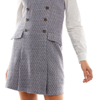 Conjunto de vestido bouclé com gola contrastante Kingston Junior, branco, tamanho X-S