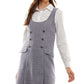 Conjunto de vestido bouclé com gola contrastante Kingston Junior, branco, tamanho pequeno