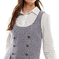 Conjunto de vestido bouclé com gola contrastante Kingston Junior, branco, tamanho pequeno