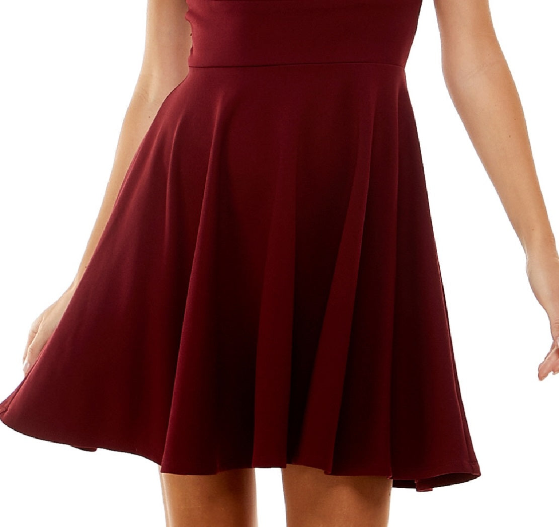 Vestido City Studios Junior com costas rendadas e ajuste evasê, roxo, tamanho 3