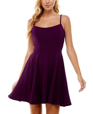 Vestido infantil City Studios com decote em V e costas abertas, roxo, tamanho 9