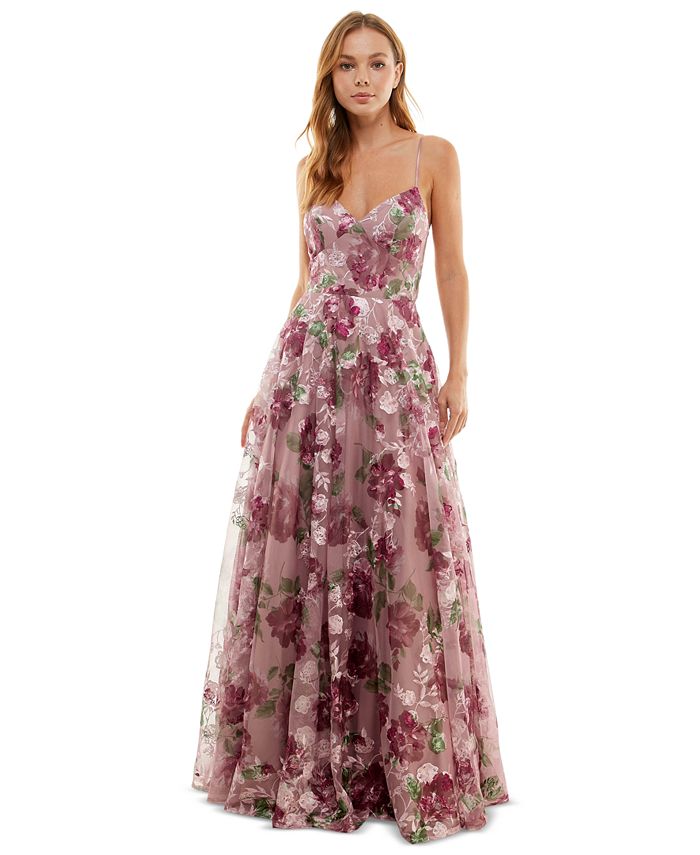 Vestido de festa infantil bordado com renda floral roxo tamanho 1 Say Yes To The Prom