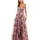 Vestido de festa infantil bordado com renda floral roxo tamanho 15