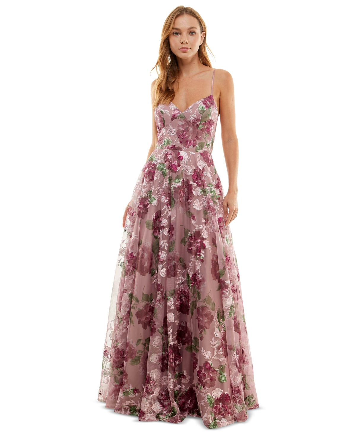 Vestido de festa infantil bordado com renda floral roxo tamanho 15