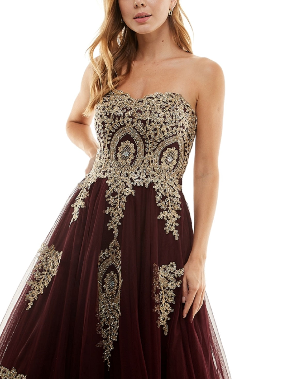 Vestido de baile sem alças e enfeitado para o baile de formatura, roxo, tamanho 11