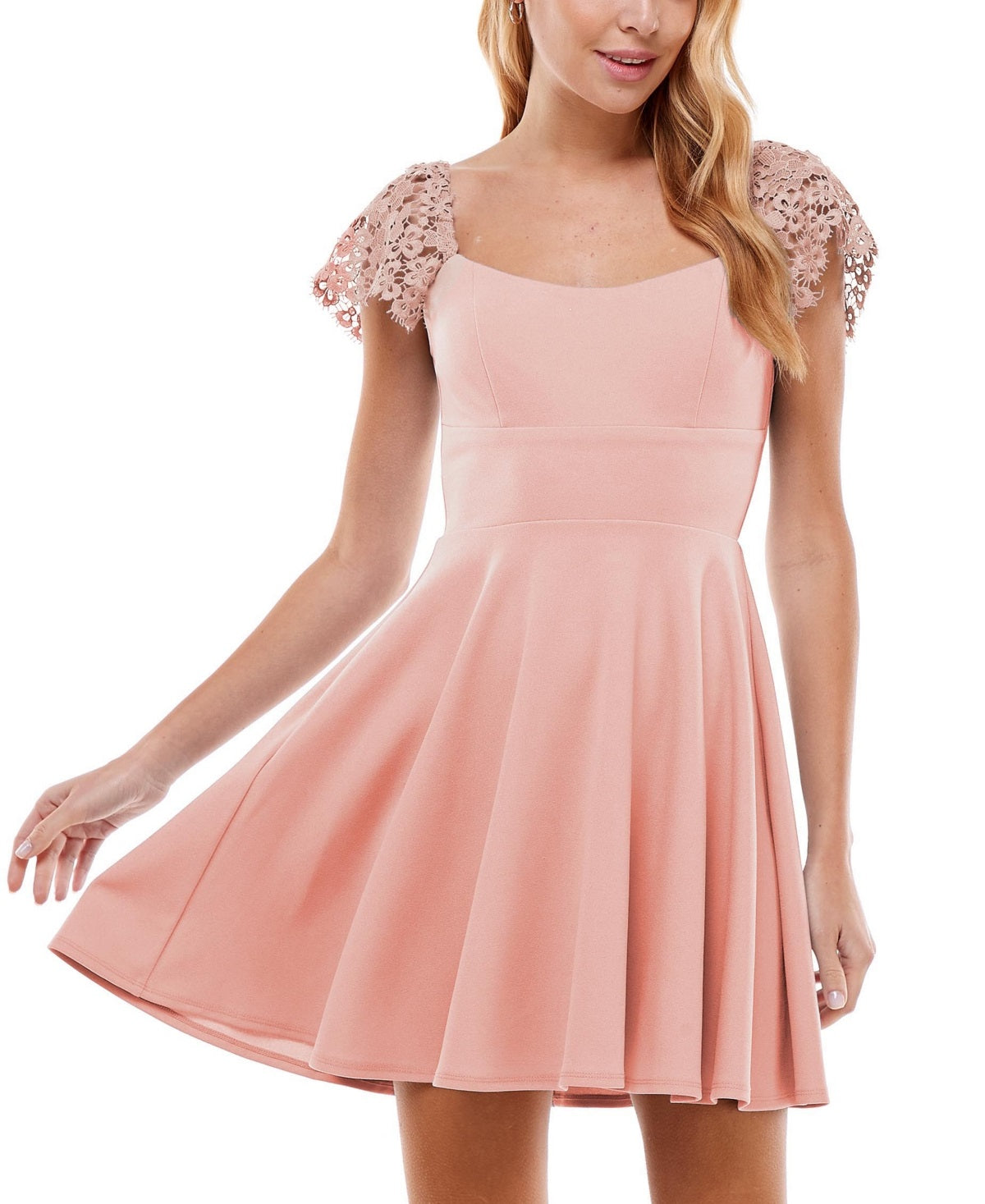 Vestido curto com manga de renda infantil City Studios, rosa, tamanho 7