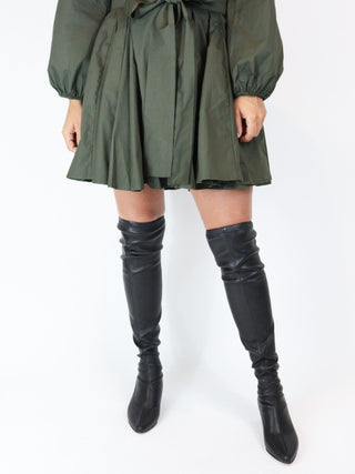 All Black - Botas femininas com borda quadrada