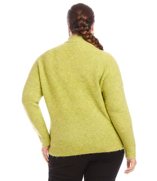 Karen Kane - Suéter Bouclé Plus Size com Gola Simulada