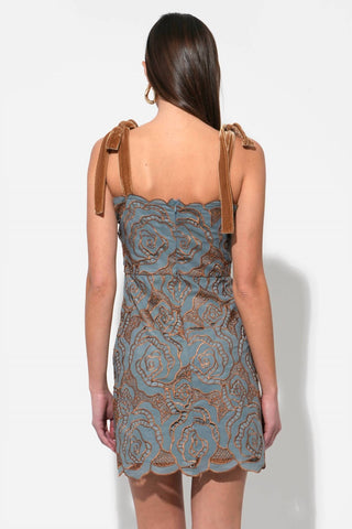 Adelyn Rae - Donna Velvet Tie Strap 3D Lace Mini Dress