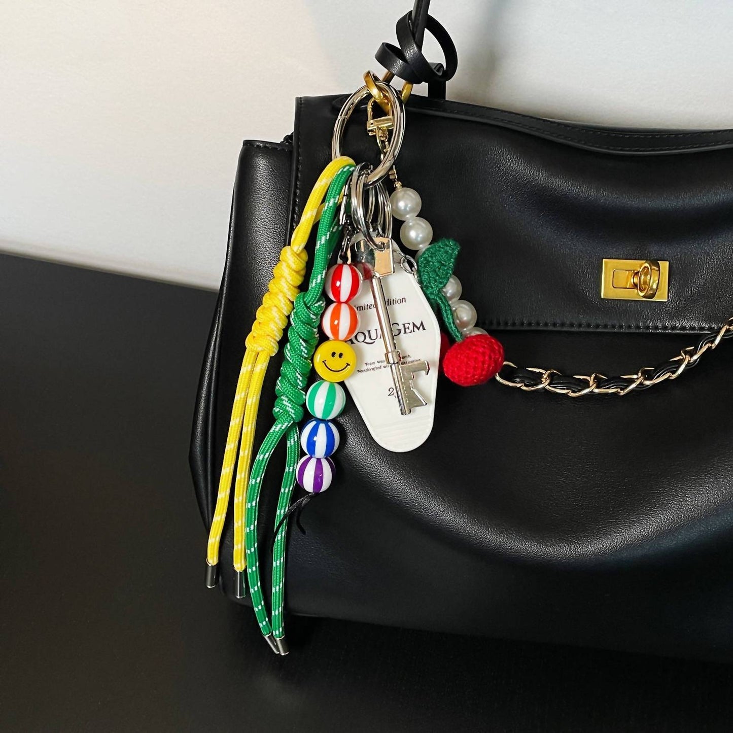 Baggly Charms - Women's Cherry Pop Beaded Keychain Bag Charm