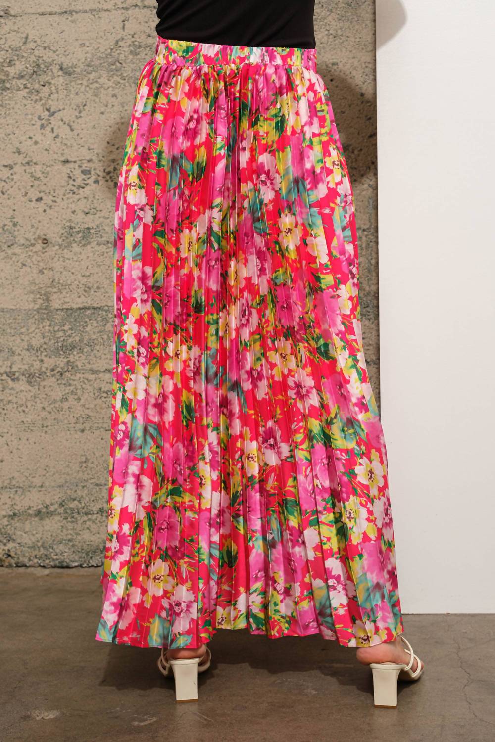 Blue B - Floral Pleated Maxi Skirt
