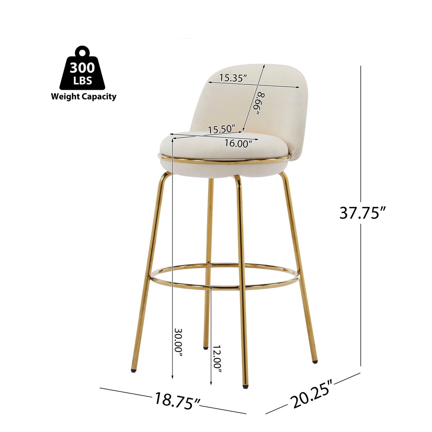 Rio Claro Indoor Upholstered Barstool Set of 2