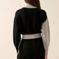 Promesa - Colorblock Knit Belted Mini Sweater Dress