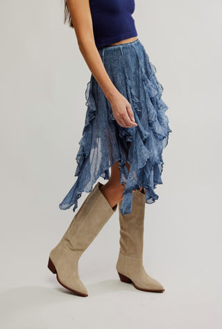 Free People - Saia midi na altura do joelho Susanna