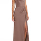 Dessy Collection Cowl Neck Evening Gown in Sienna, Size 10