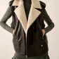 Promesa - Vegan Leather And Fleece Zip-up Motorcycle Vest