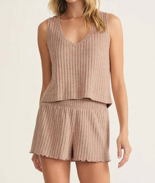 Z Supply - Regata Sloane com decote em V e canelado sedoso