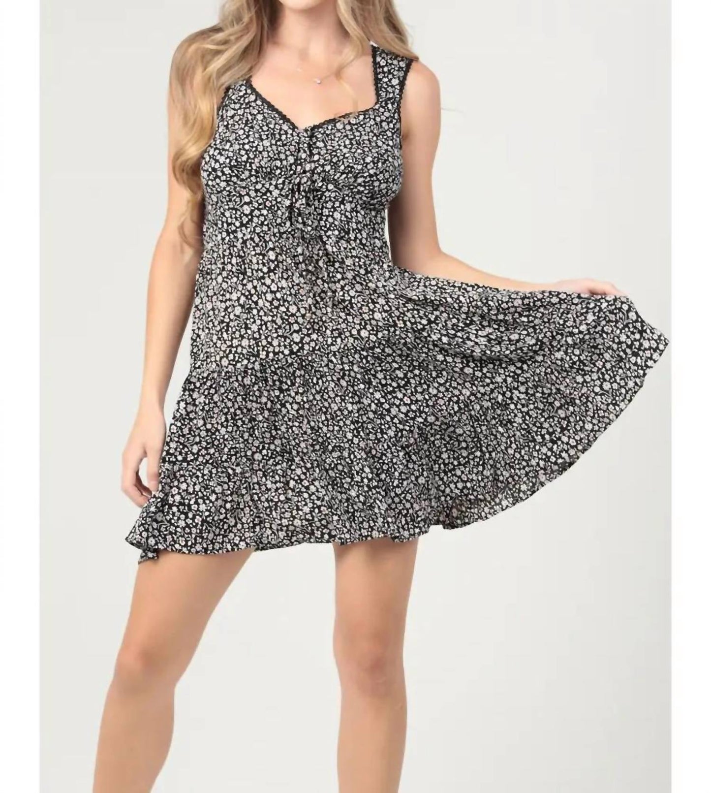 Angie - Tie Front Tank Strap Mini Dress