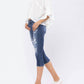 Judy Blue - Mid-rise Contrast Patch Skinny Capri Jeans
