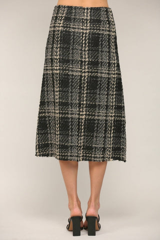 Fate - Saia midi de tweed com botões frontais